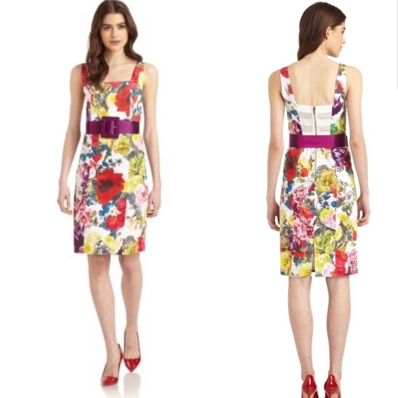 Alice + Olivia Natalee Floral Sheath Dress. Size 2